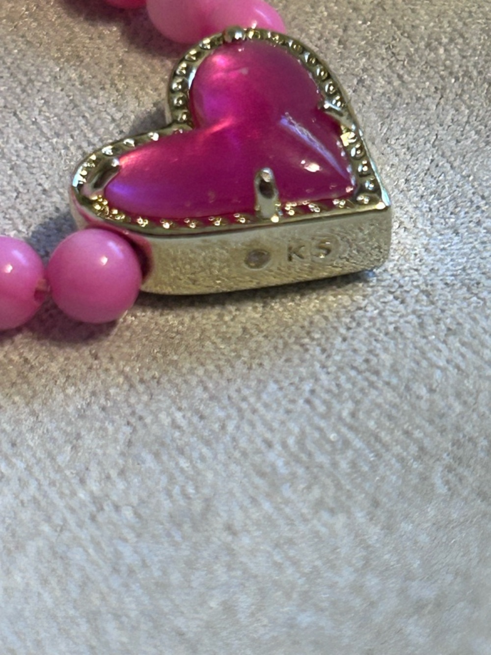 NWOT Kendra Scott Gemstone Heart Beaded Pendant Necklace in Pink - Picture 7 of 10